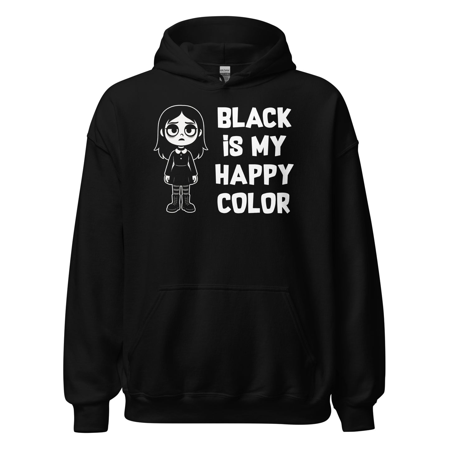black is my happy color hoodie goth girl minimalist dark aesthetic design black clothing