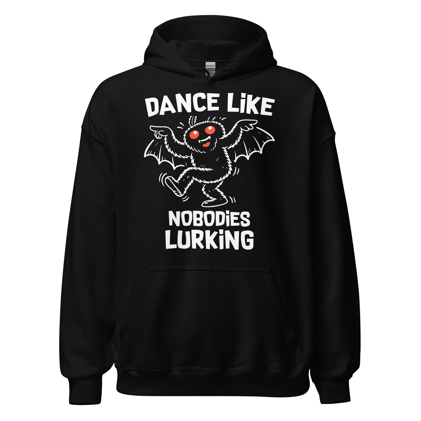 dance like nobodies lurking hoodie funny mothman cryptid dancing design black clothing