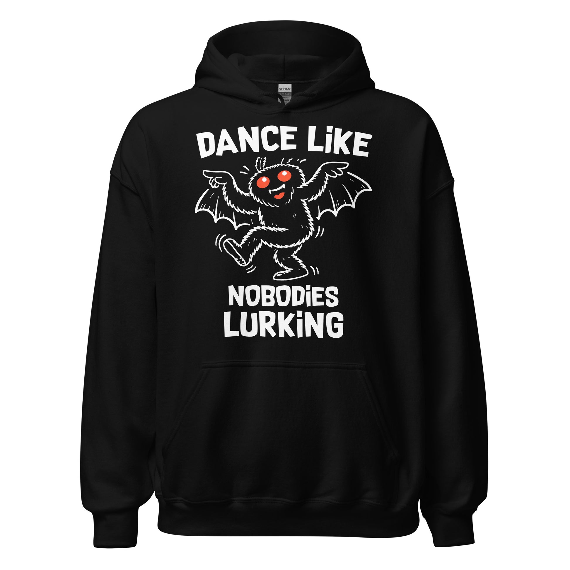 dance like nobodies lurking hoodie funny mothman cryptid dancing design black clothing