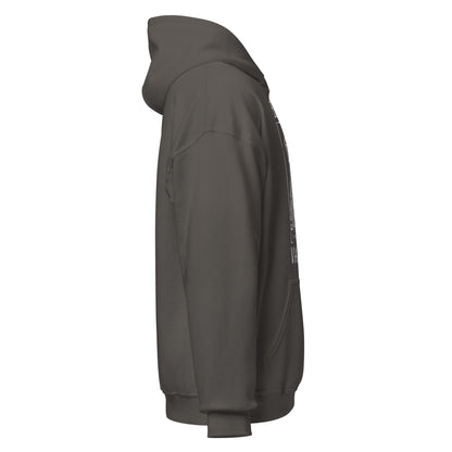 Right side of charcoal hoodie featuring vampire folklore theme, By Strange and Twisted