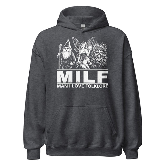 man i love folklore hoodie gnome fairy green man design mythology folklore artwork dark heather clothing
