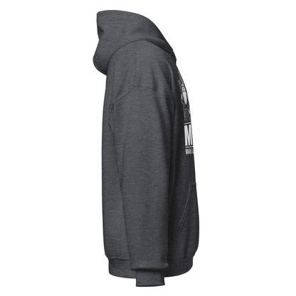 dark heather hoodie opposite side view minimal casual clothing Strange & Twisted