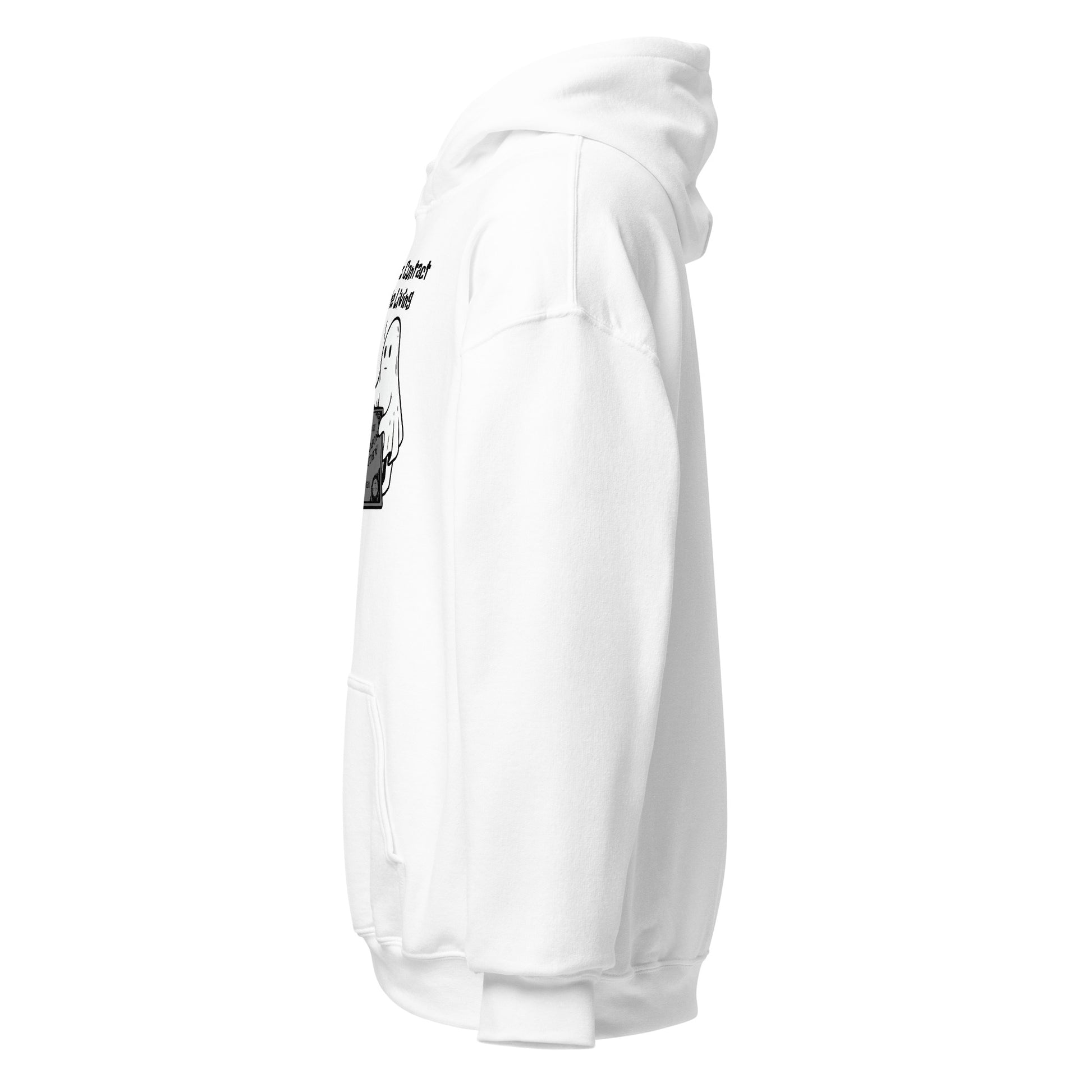 Ghost spirit board hoodie left view on white with paranormal artwork