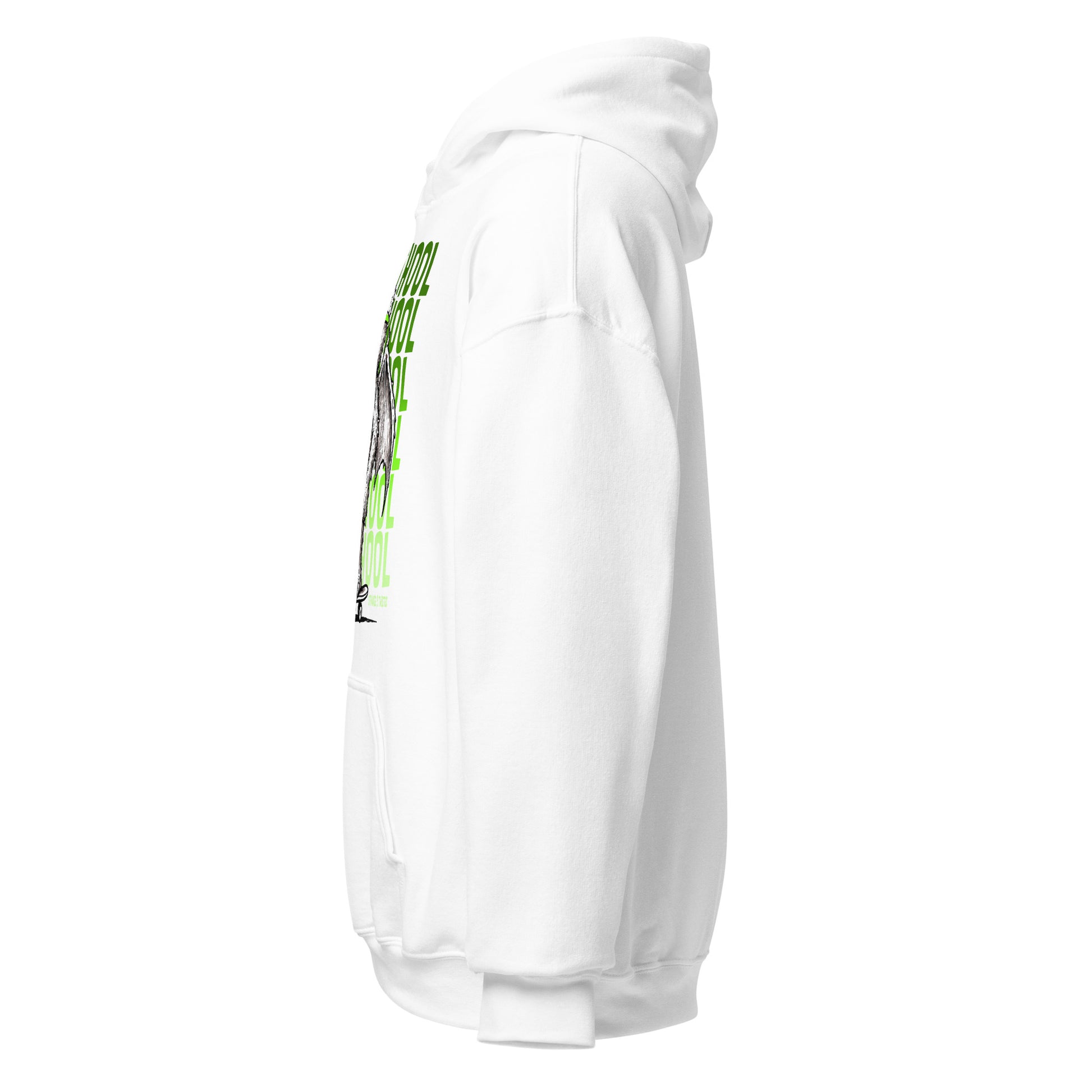 Cthulhu hoodie left side view, minimal white side profile