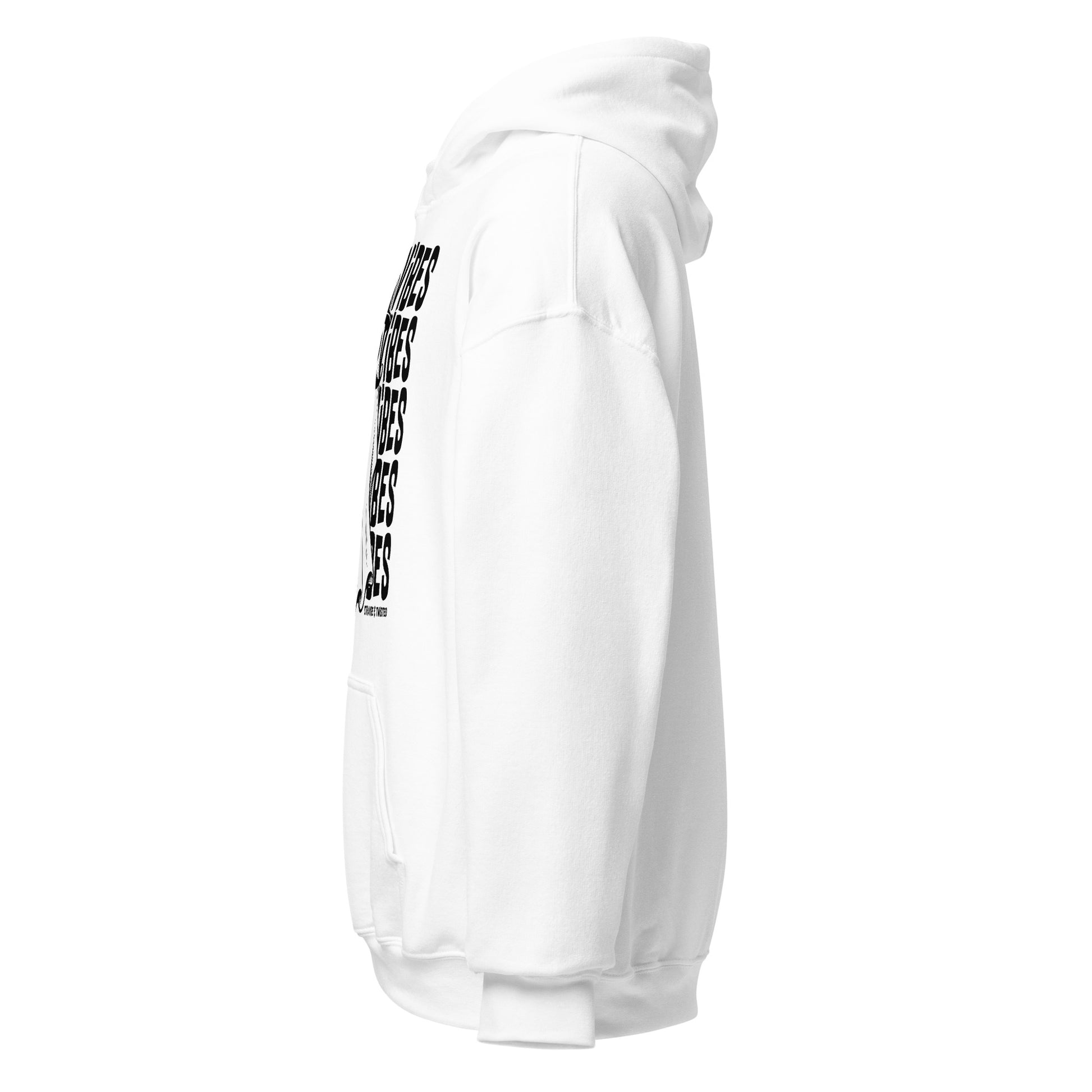 Spooky vibes hoodie left side view, clean white side profile