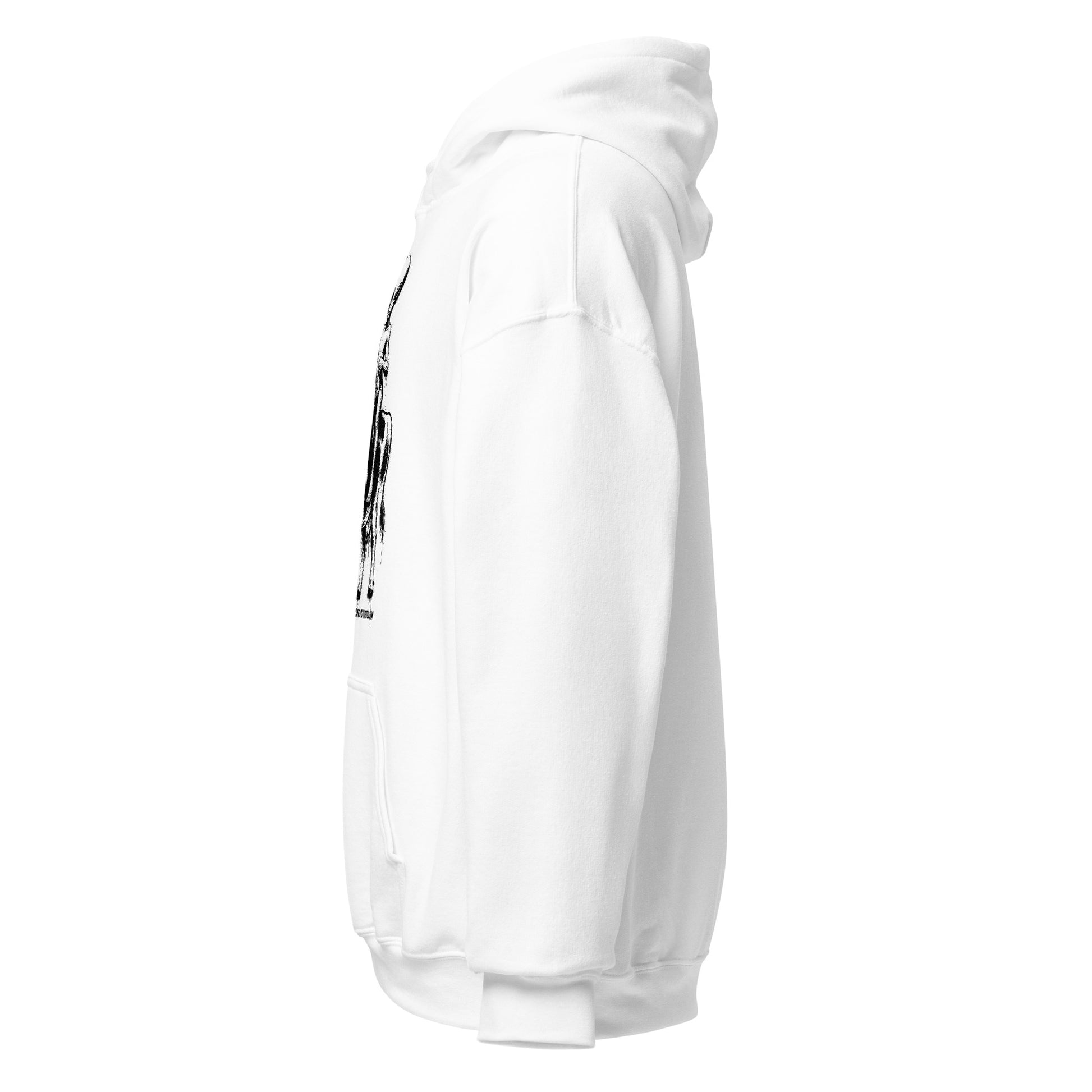alien riding cow hoodie left side view, clean white side profile