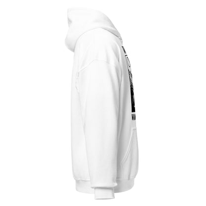 Right view white hoodie showing alternate side profile