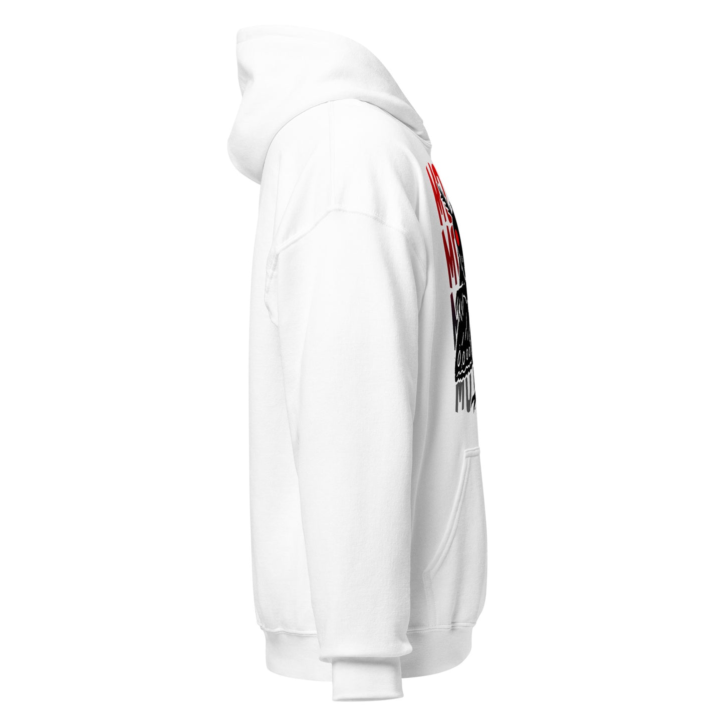 mothman hoodie right side view, minimal white side